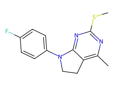 7-(4-fluorophenyl)-4-methyl-6,7-dihydro-5H-pyrrolo[2,3-d]pyrimidin-2-yl methyl sulfide structure