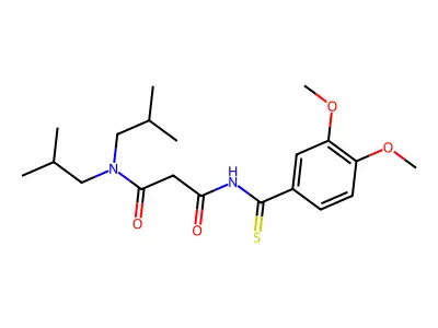 Propanediamide, N,N-bis(2-methylpropyl)-N'-((3,4-dimethoxyphenyl)thioxomethyl)- structure