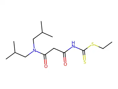 Carbamodithioic acid, (3-(bis(2-methylpropyl)amino)-1,3-dioxopropyl)-, ethyl ester structure