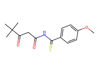Pentanamide, 4,4-dimethyl-N-((4-methoxyphenyl)thioxomethyl)-3-oxo- structure