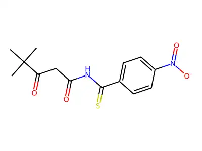 Pentanamide, 4,4-dimethyl-N-((4-nitrophenyl)thioxomethyl)-3-oxo- structure