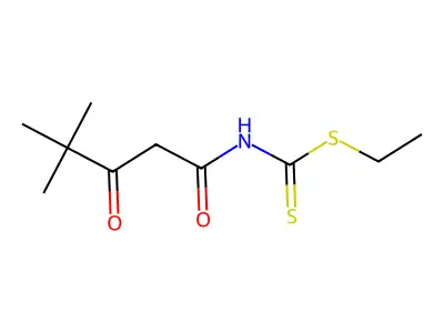 Carbamodithioic acid, (4,4-dimethyl-1,3-dioxopentyl)-, ethyl ester structure