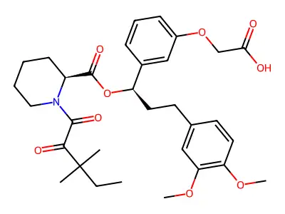 2-(3-(3-(3,4-dimethoxyphenyl)-1-((1-(3,3-dimethyl-2-oxopentanoyl)piperidine-2-carbonyl)oxy)propyl)phenoxy)acetic acid structure