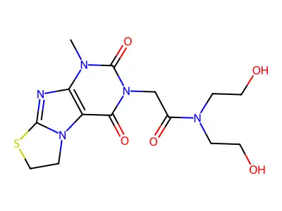 Thiazolo(2,3-f)purine-3(2H)-acetamide, 1,4,6,7-tetrahydro-N,N-bis(2-hydroxyethyl)-2,4-dioxo-1-methyl- structure