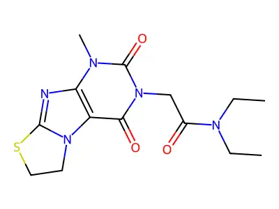 Thiazolo(2,3-f)purine-3(2H)-acetamide, 1,4,6,7-tetrahydro-N,N-diethyl-2,4-dioxo-1-methyl- structure
