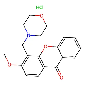 Xanthen-9-one, 3-methoxy-4-(morpholinomethyl)-, hydrochloride structure