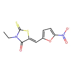 (E)-3-ethyl-5-((5-nitrofuran-2-yl)methylene)-2-thioxothiazolidin-4-one structure