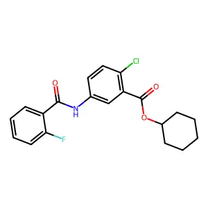 Benzoic acid, 2-chloro-5-((2-fluorobenzoyl)amino)-, cyclohexyl ester structure