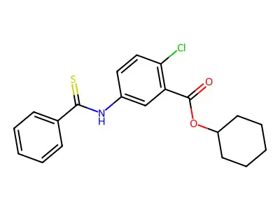Benzoic acid, 2-chloro-5-((phenylthioxomethyl)amino)-, cyclohexyl ester structure