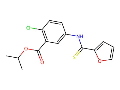 Benzoic acid, 2-chloro-5-((2-furanylthioxomethyl)amino)-, 1-methylethyl ester structure