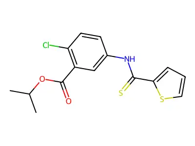Benzoic acid, 2-chloro-5-((2-thienylthioxomethyl)amino)-, 1-methylethyl ester structure