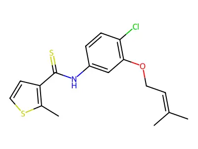 N-[4-chloro-3-(3-methylbut-2-enoxy)phenyl]-2-methylthiophene-3-carbothioamide structure