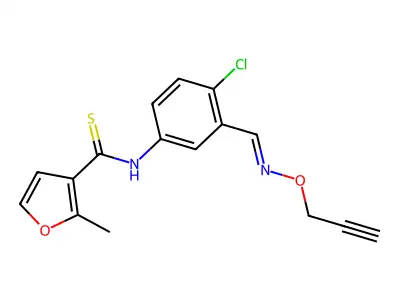 N-[4-chloro-3-(prop-2-ynoxyiminomethyl)phenyl]-2-methylfuran-3-carbothioamide structure