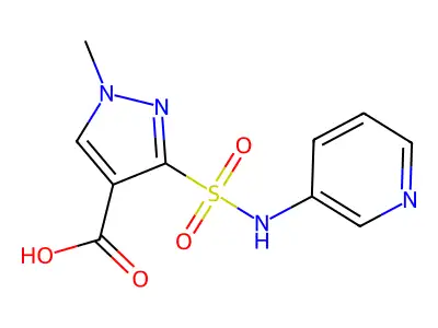1H-Pyrazole-4-carboxylic acid, 1-methyl-3-((3-pyridinylamino)sulfonyl)- structure