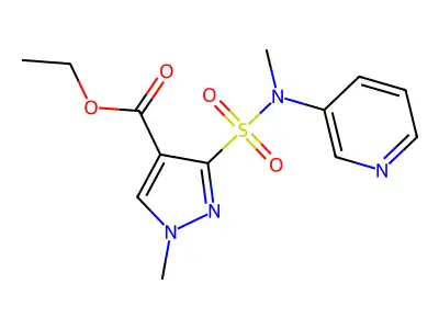 1H-Pyrazole-4-carboxylic acid, 1-methyl-3-((methyl-3-pyridinylamino)sulfonyl)-, ethyl ester structure