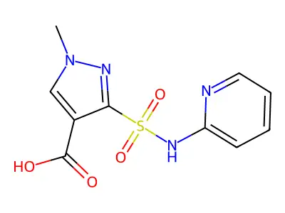 1H-Pyrazole-4-carboxylic acid, 1-methyl-3-((2-pyridinylamino)sulfonyl)- structure