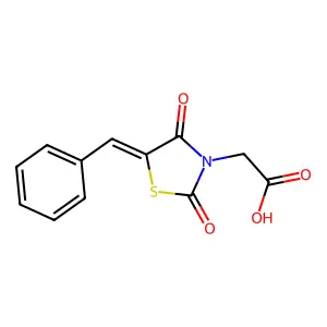 2-[(5E)-2,4-dioxo-5-(phenylmethylidene)-1,3-thiazolidin-3-yl]acetic acid structure