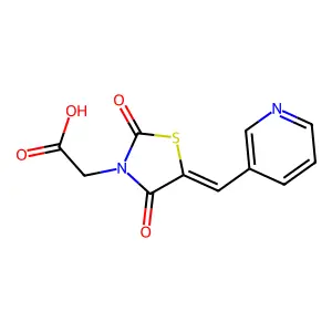 2-[(5Z)-2,4-dioxo-5-(pyridin-1-ium-3-ylmethylidene)-1,3-thiazolidin-3-yl]acetate structure