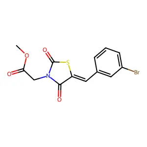 methyl [(5E)-5-(3-bromobenzylidene)-2,4-dioxo-1,3-thiazolidin-3-yl]acetate structure