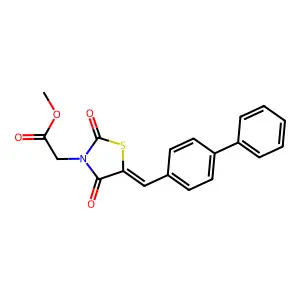 methyl [(5E)-5-(biphenyl-4-ylmethylidene)-2,4-dioxo-1,3-thiazolidin-3-yl]acetate structure