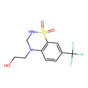 2,3-dihydro-7-(trifluoromethyl)-4H-1,2,4-benzothiadiazine-4-ethanol 1,1-dioxide structure