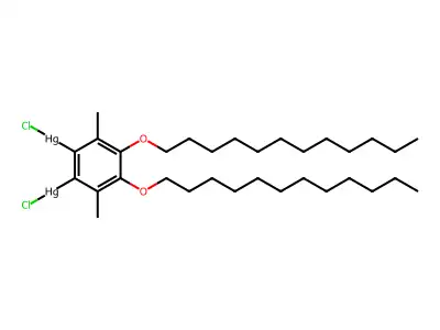 Chloro-(2-(chloromercurio)-4,5-didodecoxy-3,6-dimethylphenyl)mercury structure