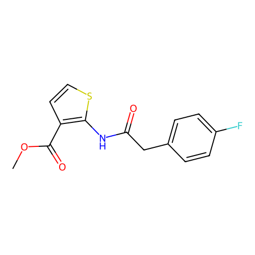 Methyl 2-(2-(4-fluorophenyl)acetamido)thiophene-3-carboxylate structure