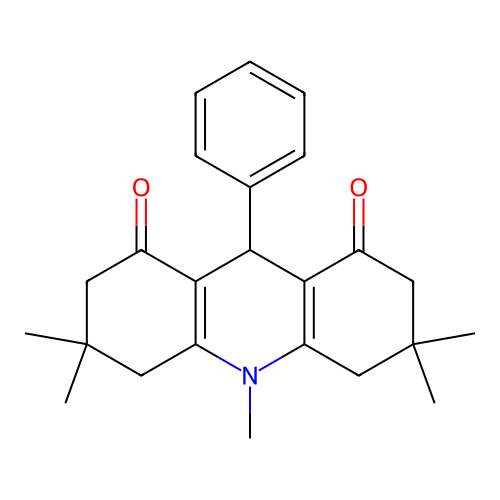 3,3,6,6,10-pentamethyl-9-phenyl-3,4,6,7,9,10-hexahydroacridine-1,8(2H,5H)-dione structure