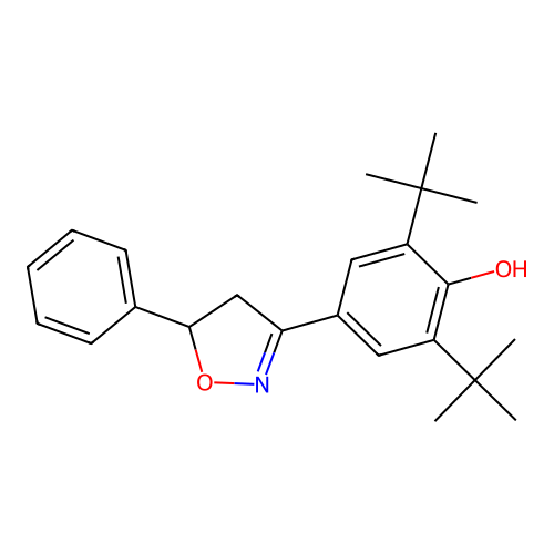 2,6-Di-tert-butyl-4-(5-phenyl-4,5-dihydroisoxazol-3-yl)phenol structure