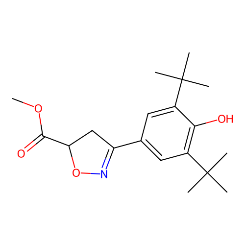 methyl 3-(3,5-di-tert-butyl-4-hydroxyphenyl)-4,5-dihydro-1,2-oxazole-5-carboxylate structure