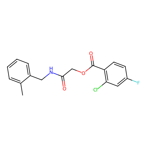 {[(2-Methylphenyl)methyl]carbamoyl}methyl 2-chloro-4-fluorobenzoate structure