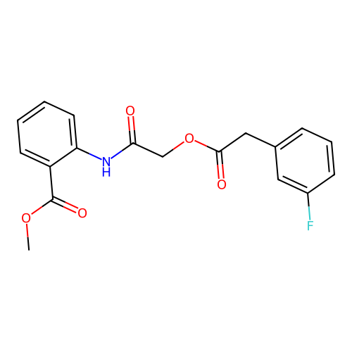 Methyl 2-[[2-[2-(3-fluorophenyl)acetyl]oxyacetyl]amino]benzoate structure