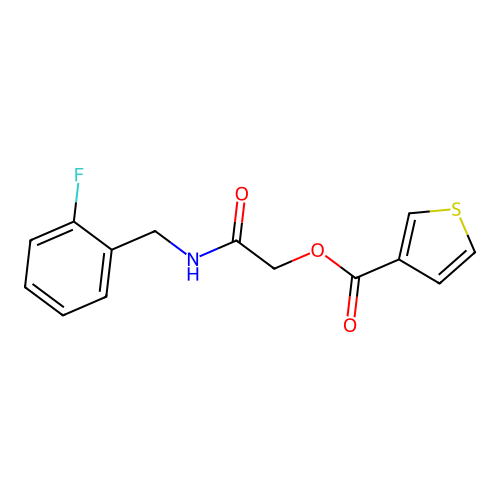 {[(2-Fluorophenyl)methyl]carbamoyl}methyl thiophene-3-carboxylate structure