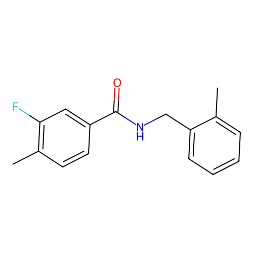3-fluoro-4-methyl-N-[(2-methylphenyl)methyl]benzamide structure