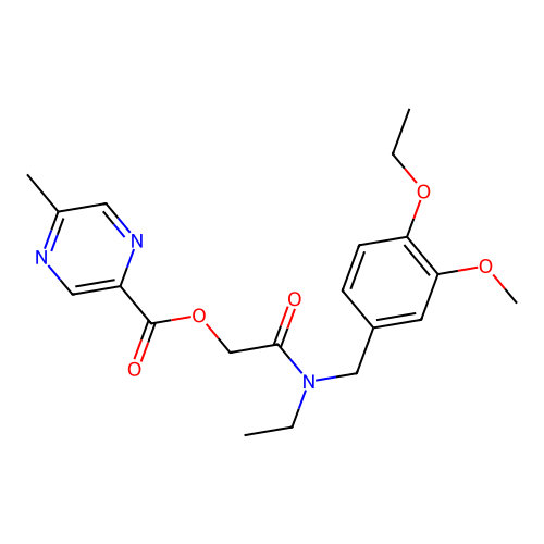 [2-[(4-ethoxy-3-methoxyphenyl)methyl-ethylamino]-2-oxoethyl] 5-methylpyrazine-2-carboxylate structure