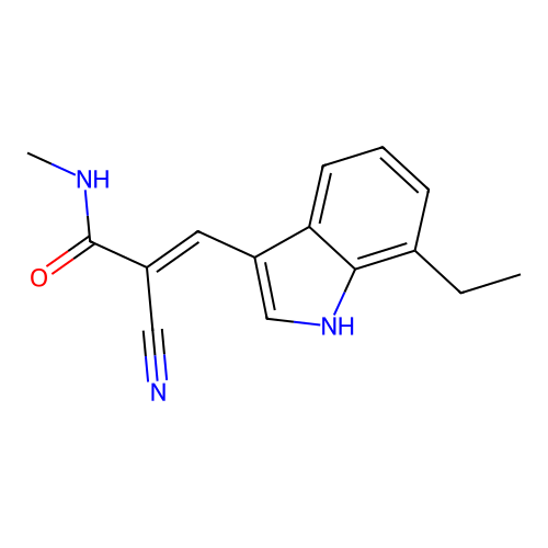 2-cyano-3-(7-ethyl-1H-indol-3-yl)-N-methylprop-2-enamide structure