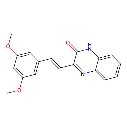 (E)-3-(3,5-dimethoxystyryl)quinoxalin-2-ol structure
