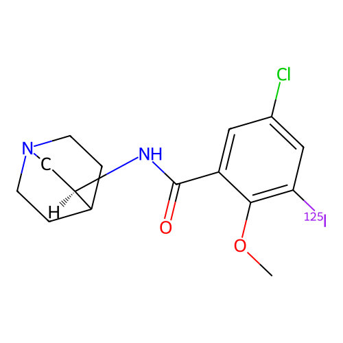 5-chloro-3-(125iodo)-2-methoxy-n-[3(s)-quinuclidinyl]benzamide structure