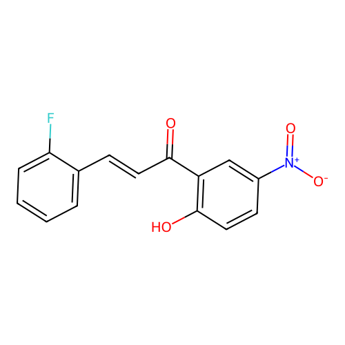 (2E)-3-(2-fluorophenyl)-1-(2-hydroxy-5-nitrophenyl)prop-2-en-1-one structure