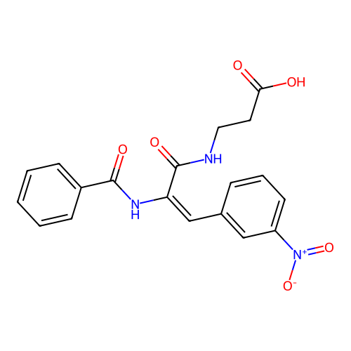 (E)-3-(2-benzamido-3-(3-nitrophenyl)acrylamido)propanoic acid structure