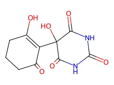 5-Hydroxy-5-(2-hydroxy-6-oxocyclohexen-1-yl)-1,3-diazinane-2,4,6-trione structure
