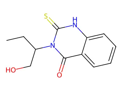 3-(1-Hydroxybutan-2-yl)-2-sulfanyl-3,4-dihydroquinazolin-4-one structure