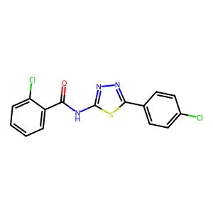 2-chloro-N-[5-(4-chlorophenyl)-1,3,4-thiadiazol-2-yl]benzamide structure