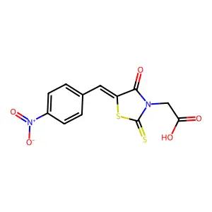 [(5E)-5-(4-nitrobenzylidene)-4-oxo-2-thioxo-1,3-thiazolidin-3-yl]acetic acid structure