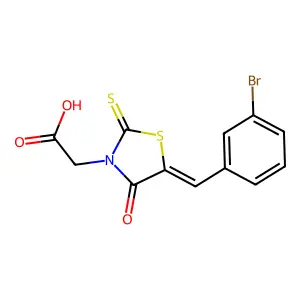 [(5E)-5-(3-bromobenzylidene)-4-oxo-2-thioxo-1,3-thiazolidin-3-yl]acetic acid structure