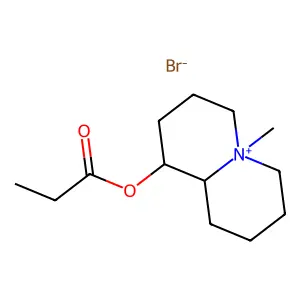 trans-1-Hydroxy-5-methyloctahydro-2H-quinolizinium bromide propionate (ester) structure