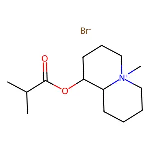 2H-Quinolizinium, octahydro-1-hydroxy-5-methyl-, bromide, isobutyrate (ester) structure
