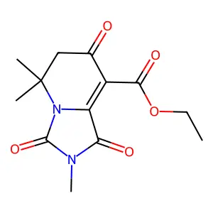 Ethyl 1,2,3,5,6,7-hexahydro-2,5,5-trimethyl-1,3,7-trioxoimidazo[1,5-a]pyridine-8-carboxylate structure
