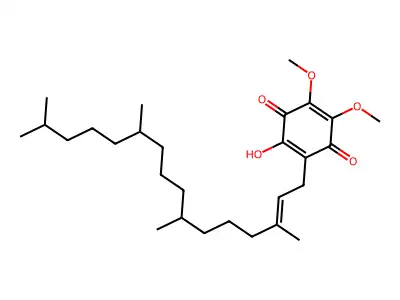 2-hydroxy-5,6-dimethoxy-3-[(E)-3,7,11,15-tetramethylhexadec-2-enyl]cyclohexa-2,5-diene-1,4-dione structure