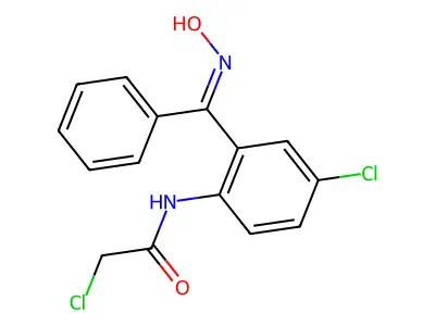 (E)-2-Chloro-N-(4-chloro-2-((hydroxyimino)phenylmethyl)phenyl)acetamide structure
